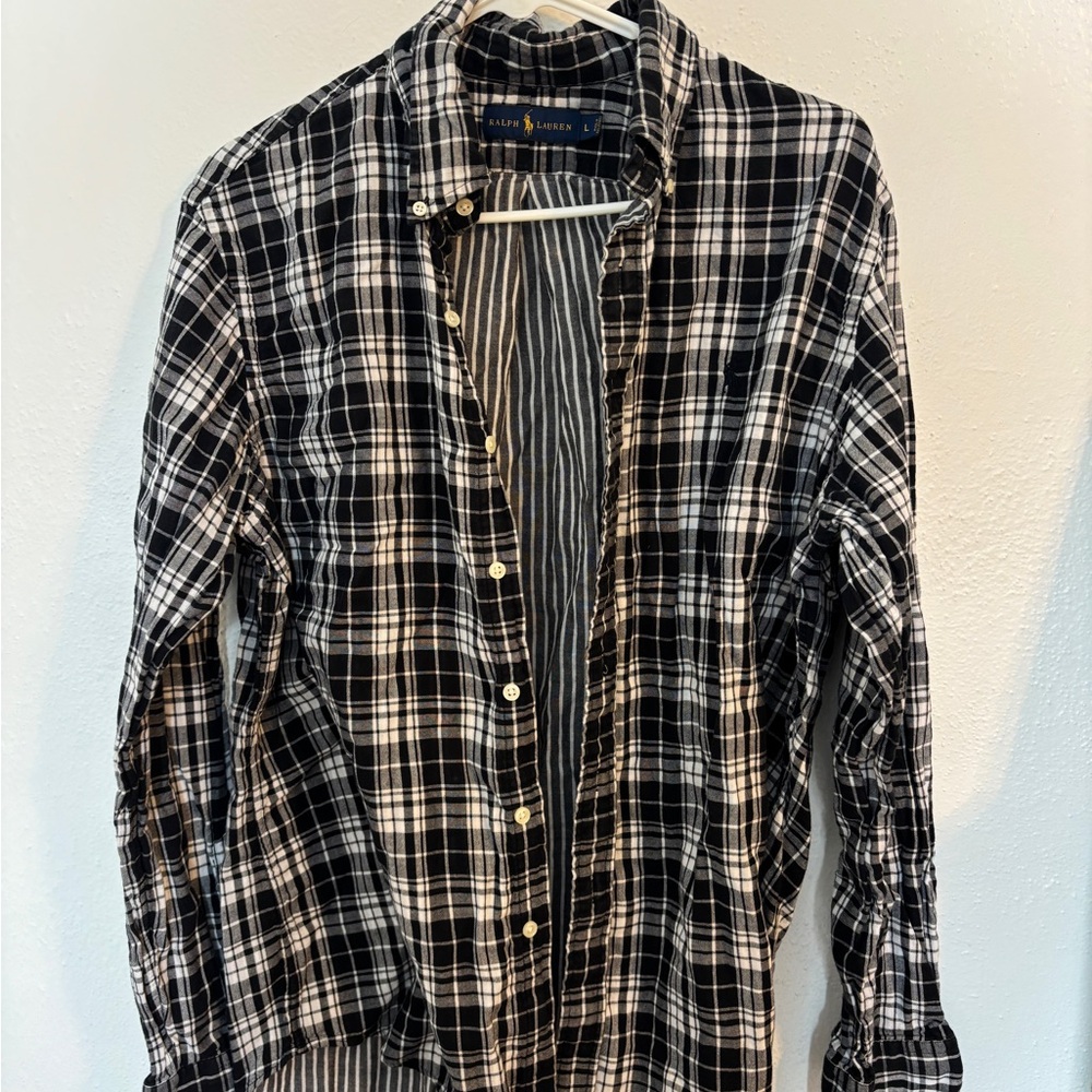 Ralph Lauren Black and White Plaid Button Down Shirt